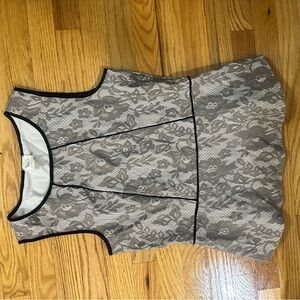 Anthropologie Gray Lace Overlay Tank with Black Trim